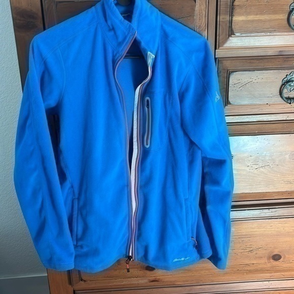 Eddie Bauer Women’s Blue Fleece Coat, Size Large Tall NWOT - Picture 1 of 8